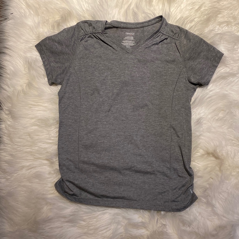 Danskin Dri-more Girls Gray Activewear tee shirt size X-Large 14-16